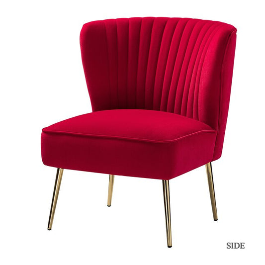 14 Karat Home Zita Red GoLd Legs Velvet Side Chair