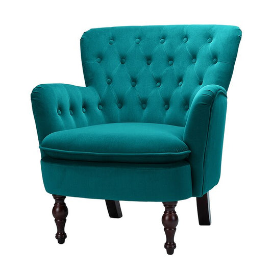 14 Karat Home Zanon Teal Tufted Accent Chair